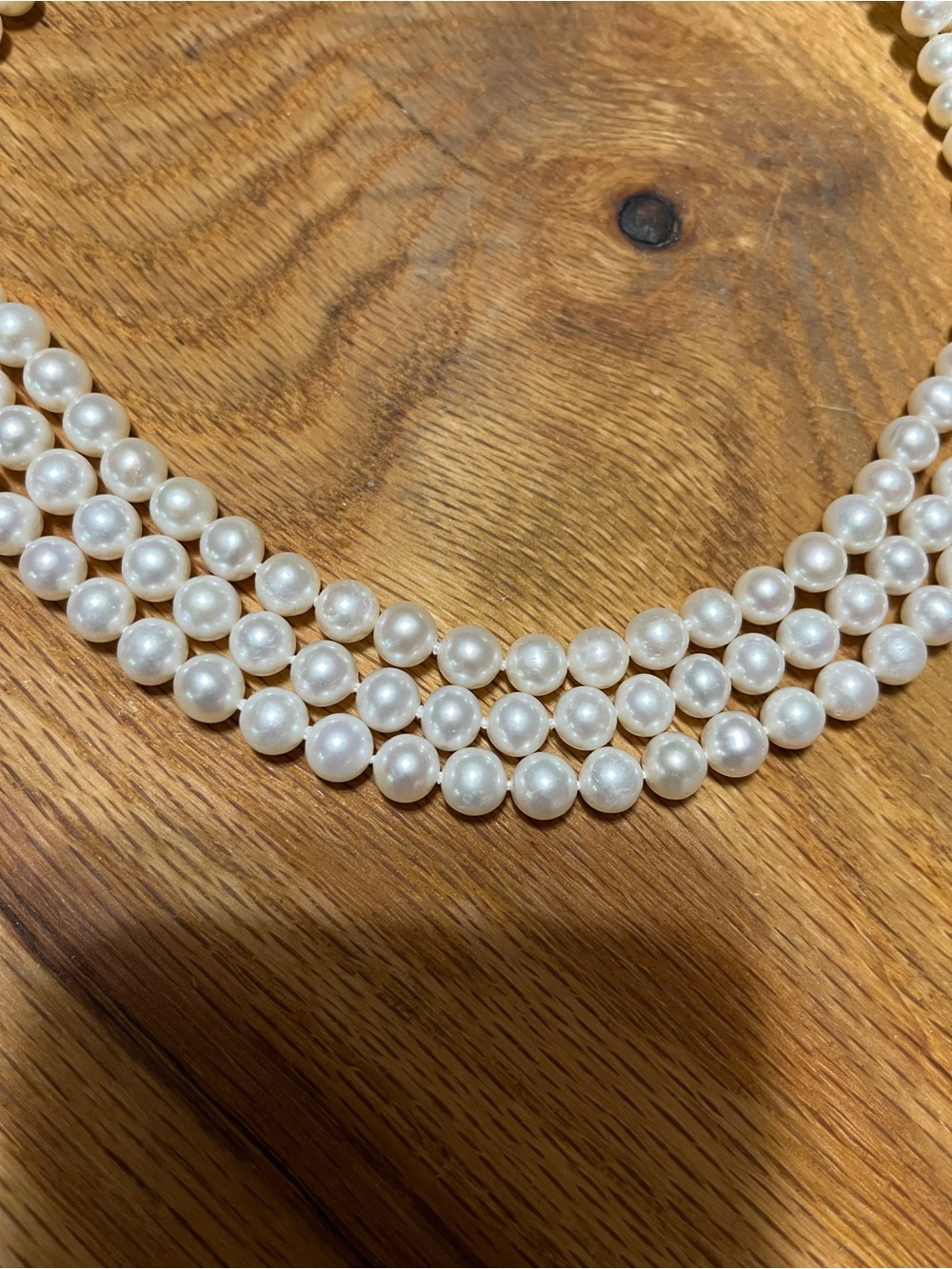 Classic Triple-Strand Akoya Pearl Necklace with 14K Gold Clasp - Picture 2 of 6